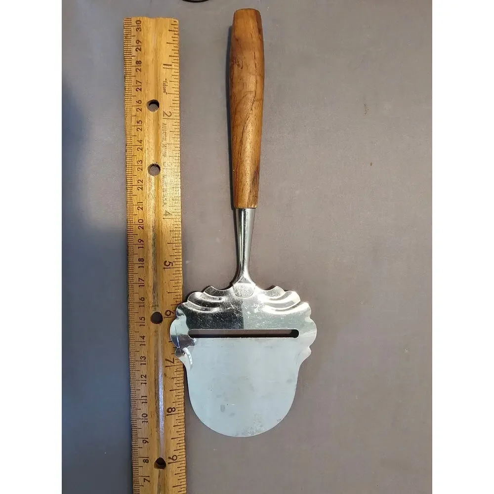 Vintage SPAR Norge Stainless Steel Cheese Slicer/Server - Wood Handle - Norway